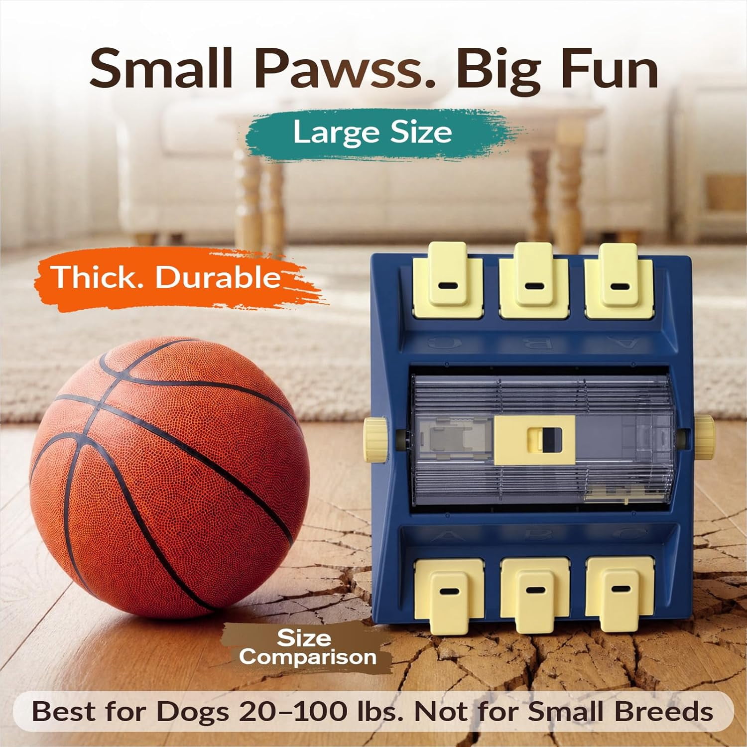 KADTC Dog Puzzle Toy, Large Size, 2 Levels of Challenge, Paw-Activated Rolling Treat Dispenser, Slow Feeder & Mental Stimulation for Small/Medium Dogs Enrichment Toys