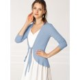 thumbnail image 4 of Cardigan Dobladillo Rizado Allegra K Azul claro M, 4 of 6