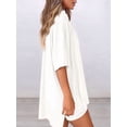 thumbnail image 3 of Women's two-piece casual suit summer casual loose shirt cycling shorts match airport travel wear White M, 3 of 6