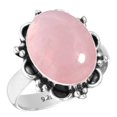 thumbnail image 1 of 925 Sterling Silver Ring For Women - Men Pink Rose Quartz Gemstone Silver Ring Size 8.5 January Birthstone Elegant Silver Ring Size 8.5 Cocktail Party Gift For Wife 925 Silver Gemstone Jewelry, 1 of 5