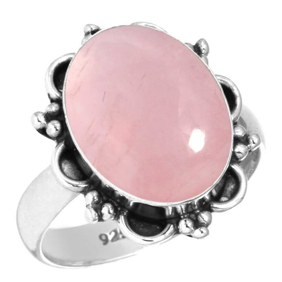 925 Sterling Silver Ring For Women - Men Pink Rose Quartz Gemstone Silver Ring Size 8.5 January Birthstone Elegant Silver Ring Size 8.5 Cocktail Party Gift For Wife 925 Silver Gemstone Jewelry