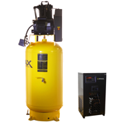 Emax Compressor Silent Industrial Plus 5 HP 1- Phase 2-Stage 80 Gal. Vertical Compressor with 30 CFM Dryer Bundle-With Pressure Lube Pump