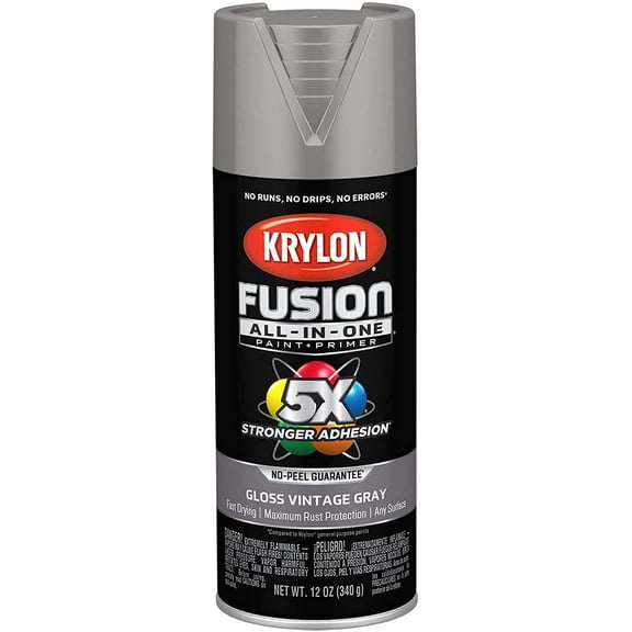 Krylon K02726007 Fusion All-In-One Spray Paint for Indoor/Outdoor Use, Gloss Vintage Gray