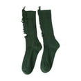 thumbnail image 1 of 1 Pair Women Stockings Solid Color Breathable Cotton Sweat Absorption Protective Soft High Elasticity Ripped Long Holes Women Socks Fitness Socks, 1 of 8