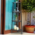 thumbnail image 4 of Costway 4-Tier Corner Shelf Metal Storage Rack Domestic Bookcase Display Stand Wood Grey, 4 of 12