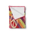 thumbnail image 2 of 1970s Soft Flannel Fleece Throw Blanket, Love Peace and Hearts on Pale Pink Background Retro Movement Composition Hippies, Cozy Plush for Indoor and Outdoor Use, 60" x 80", Multicolor, by Ambesonne, 2 of 5