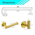 thumbnail image 4 of 3 Pieces Bathroom Hardware Set 12" Towel Bar Tissue Paper Roll Holders Wall Mounted Hook Brushed Gold Heavy Duty 304 Stainless Steel, 4 of 5