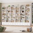 thumbnail image 4 of Homfa 72" Tall Triple Wide Bookshelf with Storage Drawers, 5-Tier Large Bookshelf with 15 Display Shelves for Living Room Home Office, White, 4 of 10