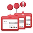 thumbnail image 1 of Retractable Badge Holders, Plastic Sliding ID Badge Holder With Retractable Badge Reel Clips, 3 Pack Horizontal Red, 1 of 6