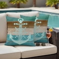 thumbnail image 4 of Blue Teal Brown Outdoor Waterproof Pillow Covers, Anchor Nautical Coastal Ocean Wooden Decorative Square Throw Pillowcase Sofa Cushion Sham for Patio/Couch/Chair, 16"x16" 2 Pack, 4 of 8