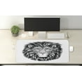 thumbnail image 2 of Indie Computer Mouse Pad, Wild Hipster Lion with Glasses Wise Big Cat Clever Intelligent Animal Portrait, Rectangle Non-Slip Rubber Mousepad X-Large, 35" x 15", Black and White, by Ambesonne, 2 of 2
