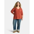 thumbnail image 2 of Time and Tru Women's and Women's Plus V Neck Tunic Sweatshirt with Long Sleeves, Sizes XS-4X, 2 of 2