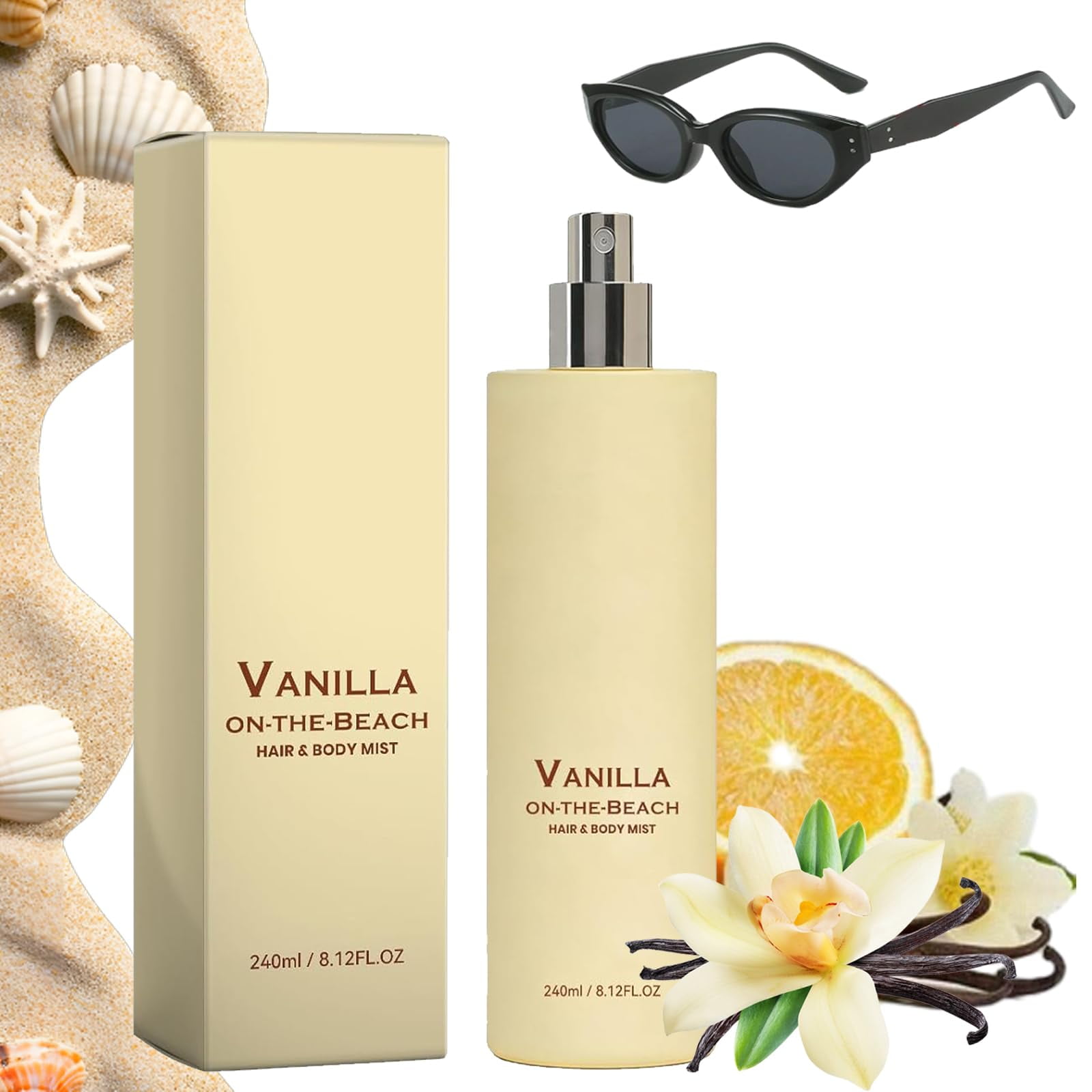 Vanilla Beach Fragrance Spray – Vanilla on the Beach Hair & Body Mist, Natural Vanilla & Ocean Scent, Long-Lasting Fresh Fragrance, Lightweight Non-Sticky (1PCS)