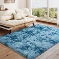 thumbnail image 4 of Javonne Fluffy Area Rug for Bedroom Living Room Washable Plush Rug for Kids Baby Nursery Soft Shag Non Slip Comfy Shaggy Rugs for Dorm Fuzzy Floor Carpet,Tie-dye Peacock Blue 4x6, 4 of 8