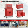 thumbnail image 3 of Gymax Armoire Roulante 2 en 1 Organisateur de Rangement Coffre Boîte Garage Boîte à Outils 6 Tiroirs Rouge, 3 of 10