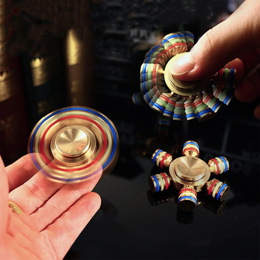 Glowing Brass Hand Spinner Finger EDC Fidget ADHD Focus Desk Toy for Kids/Adults - Walmart.com