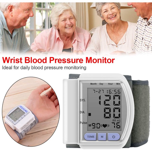 Monitor de presión arterial de mu?eca, monitor de presión arterial de mu?eca automático Monitor de presión arterial de pulso LCD Modo de transmisión Monitoreo de pulso de frecuencia cardíaca ShuxiuWang 8390612485084