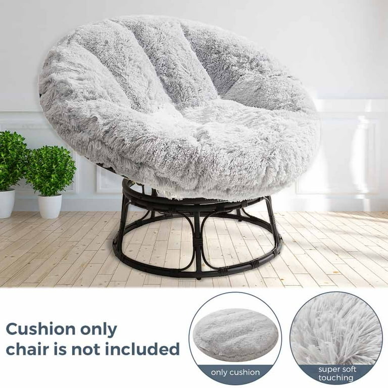 BYBYME Papasan Chair Cushion with Long Faux Fur Cover Without