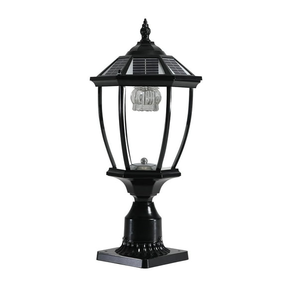 Outdoor Lamp Post Light Oil-Rubbed Black Solar with Remote Control Dusk to Dawn 20 Inch