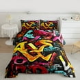 thumbnail image 3 of Homewish Cartoon Graffiti Bedding Comforter Set, Hip Hop Lover Twin Comforter Sets, Teens Kids Boys Girls Reversible Bedding Set, Luxury Bedroom Decor, 2 Pieces, 3 of 9