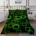 thumbnail image 1 of YST Green Black Geometric Bedspread Set,Geometry Coverlet Set Kids Grid Lines Quilt Set,Modern Gradient Cubes Bedding Set Queen Size For Boys Teens Room Decor, 1 of 3
