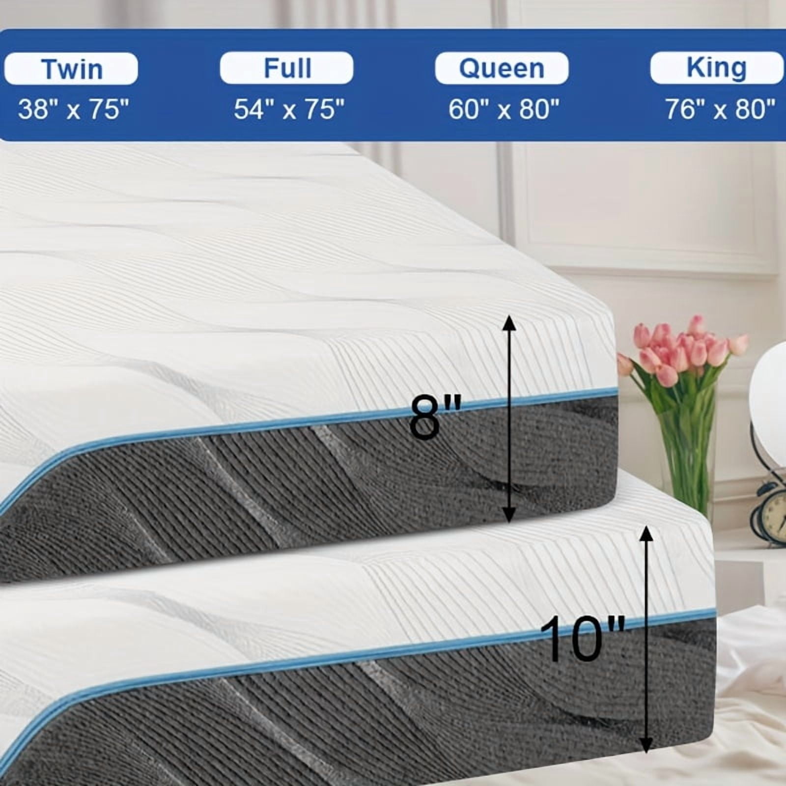 Extra Firm Full Mattress, 8/10 Inch Medium - Extra Firm Dual Sides Flippable Mattress for Back Pain