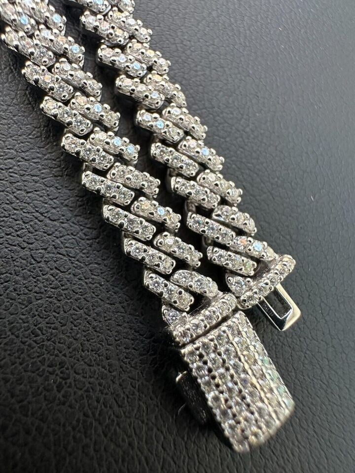 5mm White Gold Iced-out Prong Miami Cuban Link Bracelet Micro