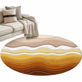 thumbnail image 2 of Abstract Round Area Rugs 3 ft, Burnt Orange Brown Gradient Waves Beach Lines Washable Small Area Rug with Non-Slip Sturdy Edge Binding Round Front Door Mat Floor Carpet for Entryway, 2 of 9