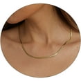 thumbnail image 1 of Collar de cadena de serpiente chapado en oro/plata de 14 quilates, collar de espiga, gargantilla de oro para mujer, 1,5/3/5 mm de ancho 14/16 L, 1 of 6