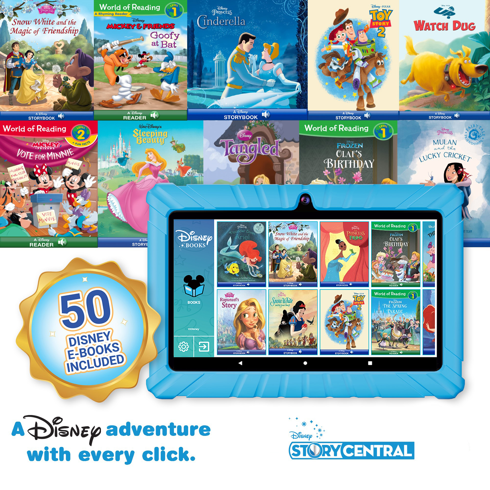 Contixo 7" Kids Tablet 32GB, 50+ Disney Storybooks, Kid-Proof Case (2023 Model) - Blue - image 7 of 13