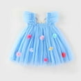 thumbnail image 3 of LYHaoo Toddler Girls Fly Sleeve Holiday Party Mesh Dress Dance Party Princess Dresses,Dresses for Girls Sizes 12-18 Months Blue, 3 of 5