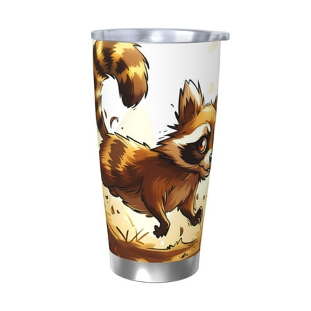 

Qekee Autumn Raccoon In Forest Print 20OZ Car Cup Stainless Steel Vacuum Insulated Tumbler Tumbler Cup With Lid And Straw Travel Coffee Mug-Without Straw