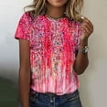thumbnail image 2 of Otvok Womens Summer Tops Regular Casual Short Sleeve Flower Print Round Neck Pullover Blouse, 2 of 6