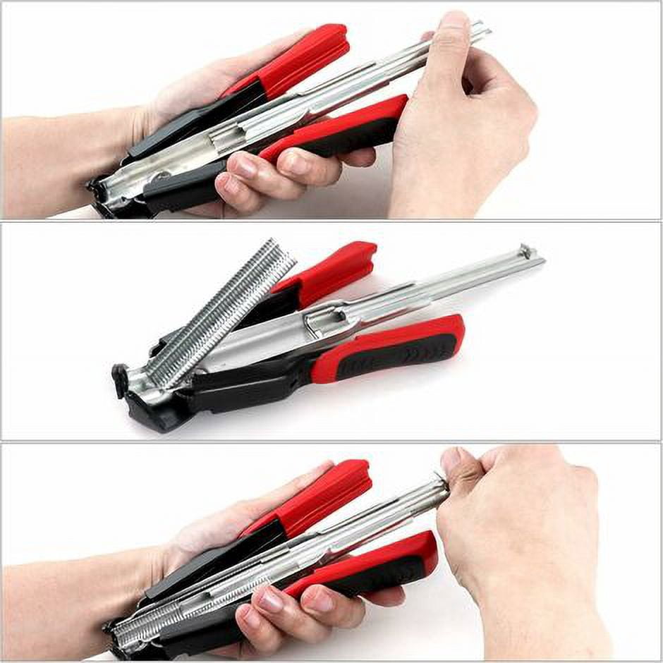 Automatic Plier Fence Stapler, C Type Clip Fastener Tool with 2500pcs Galvanized Rings for Animal Fence Cages Car Cushions