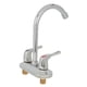 thumbnail image 4 of Grifo para fregadero, 2 asas, 2 agujeros, diseño de placa de cubierta, grifo mezclador para lavabo de agua fría y caliente para baño y cocina, 4 of 10