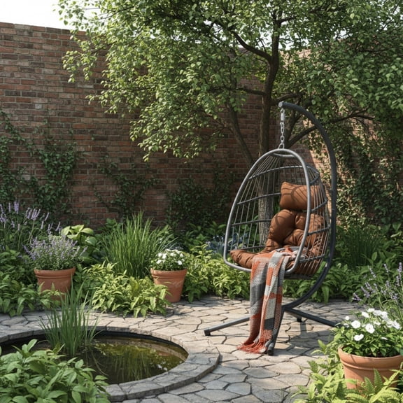 Sailvan Outdoor Foldable Egg Hanging Swing Chair with Stand