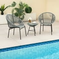 thumbnail image 4 of Gymax 3 Pieces Acapulco Chair Set Wicker Conversation Bistro Set w/ Tempered Glass Table, 4 of 10