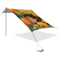 thumbnail image 3 of Portable Beach Tent Sun Shelter With Ground Pegs Water And Wind Resistant Sun Shade Canopy Angle Adjustable Standing on The Orange Florals, 3 of 7