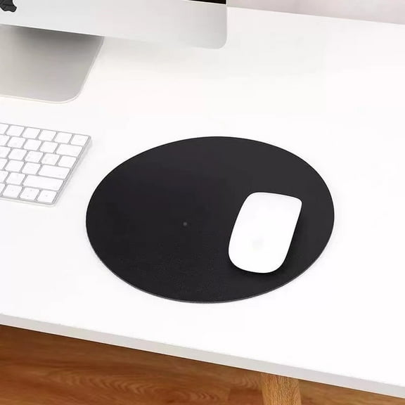 Zhuge Round Leather Mouse Pad - Desk Mat - Computer Mouse Pad - Hard Mouse Pad Surface For Control & Accuracy - Mouse Pad - Desk Pad For Regular & Home Office -Black
