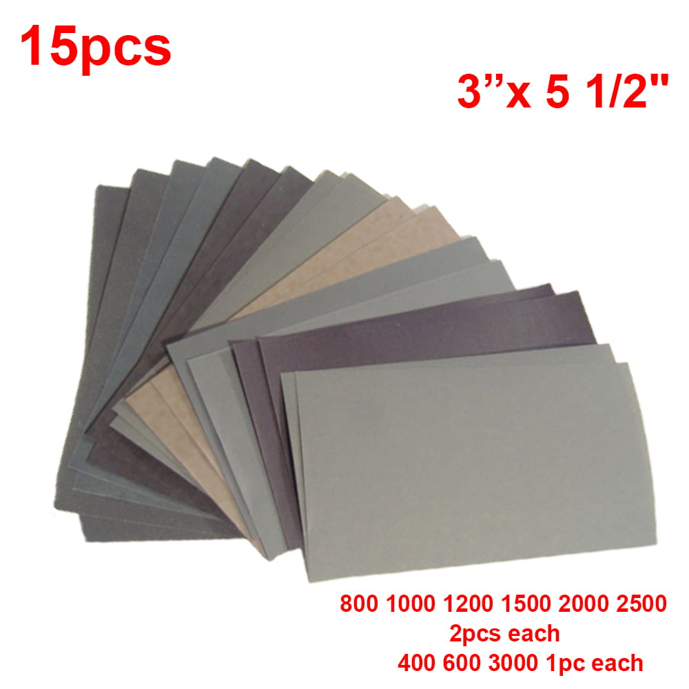 40 sheets FINE Sandpaper Wet /Dry 3”x 5 1/2" COMBO 1500/2000/2500/3000 Grit