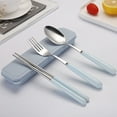thumbnail image 2 of Stainless Steel Chopsticks Spoon Fork Cutlery Set Ceramic Tableware Set Portable with Case for Travel Home Camping Blue, 2 of 8