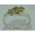 thumbnail image 3 of LBG British Made 10k White Gold Natural Peridot Womens Trilogy Ring - 33 size options - Size 6, 3 of 7