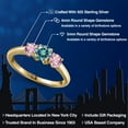 thumbnail image 2 of Gem Stone King 18K Yellow Gold Plated Silver Blue Moissanite and Pink Lab Grown Diamond Engagement Ring for Women | 1.00 Cttw | Round 5MM | Gemstone Birthstone | Size 8, 2 of 6