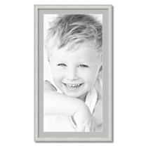 ArtToFrames 22x40" Matted Picture Frame with 18x36" Single Mat Photo Opening Framed in 1.25" Off White Wash on Ash and 2" TV Grey Mat (FWM-4098-22x40)