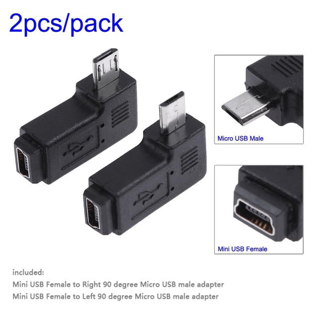2pcs 90 Degree Mini USB Female to Micro USB Male Adapter Connector Ndcxsfigh Para estrenar