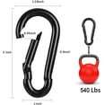 thumbnail image 2 of 3 Inch Carabiner Spring Snap Hook Steel Clip Link Buckle Heavy Duty 8x80mm 10 Pcs for Outdoor Camping Hiking Hammock Swing, Black, 2 of 5