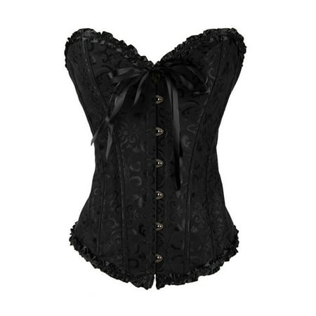 

Womens Sexy Vintage Gothic Party Floral Lace Up Slim Corset Bustier Tube Top