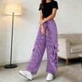 thumbnail image 7 of Lmueinov Women's 90s Retro Parachute Cargo Pants Elastic Waist D string Multi Pockets Baggy Wide Leg Streetwear Casual Hiking Jogger Pants, S-XXL, 7 of 7