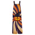 thumbnail image 5 of LNZGNM Halloween Womens Jumpsuit Sunburst Pumpkin Printed Square Neck Sleeveless Wide Leg Jumpsuit with Side Pockets and Button Straps,Yellow (XL), 5 of 6
