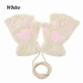 thumbnail image 2 of Women Bear Plush Cat Paw Claw Gloves Winter Faux Fur Fingerless Mittens Gloves, 2 of 4